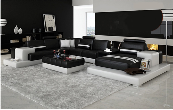 Modern Platform Sectional Sofa Set with Matching Table and Storage Server