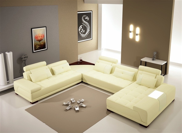 Monte Contemporary Leather Yellow Sectional Sofa