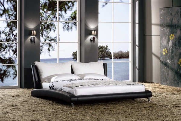 Tempo Modern Platform Bed with Pillowtop Headrest