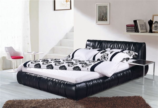 Black Drag Leather Platform Bed