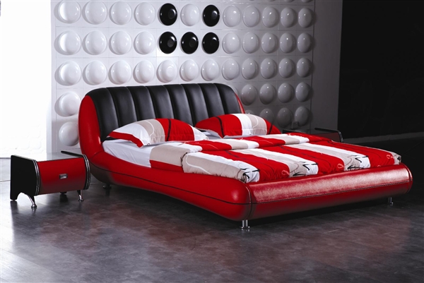 Extreme Red Leather Bed