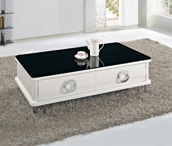 Contemporary Lacquered Coffee Table with Drawers