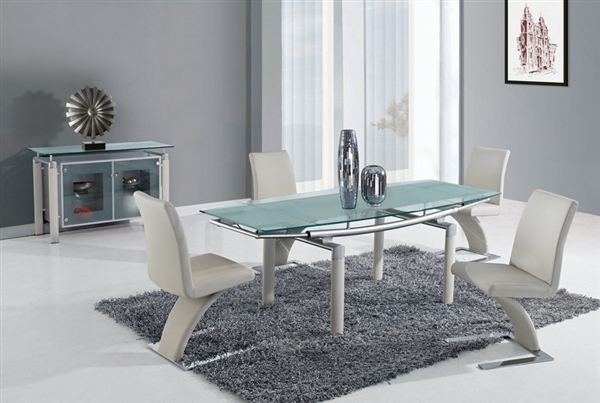 Contemporary Dining 5 Piece Glass Table Set