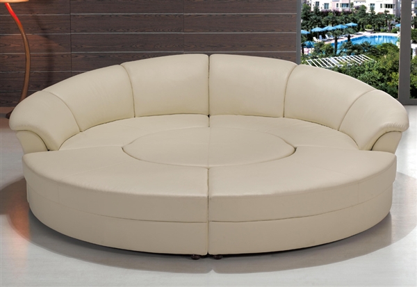 Modern Circle Sectional Sofa Set with Table - Ivory