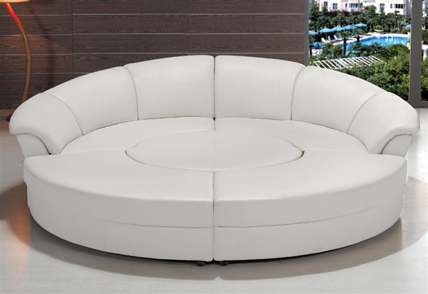 Modern Circle Sectional Sofa Set with Table - White