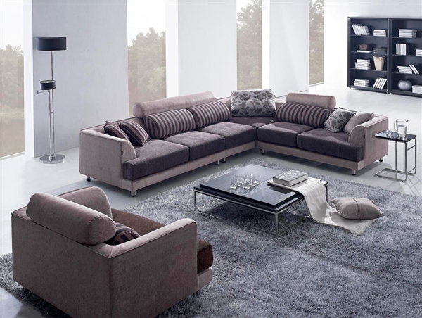 Beige Fabric Sectional Sofa