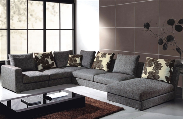 Gray Fabric Sectional Sofa