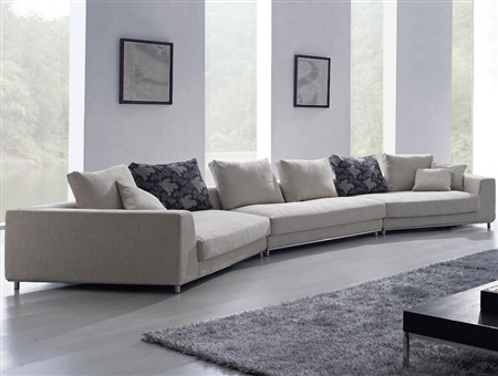 Contemporary Grey Large Size Fabric Sofa