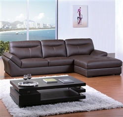 Contemporary Chocolate Bonded Leather Sectional Sofa