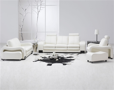 White Leather Living Room Set - On Special