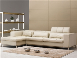 Beige Leather Sectional Sofa