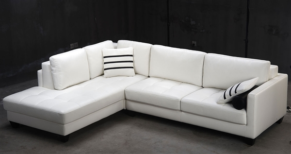 White Leather Sectional Sofa