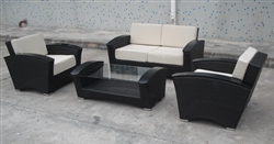 Modern Outdoor 4 Piece Chocolate Wicker Sofa Set