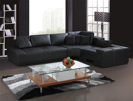 Franco Collection Modern Black Sectional Sofa