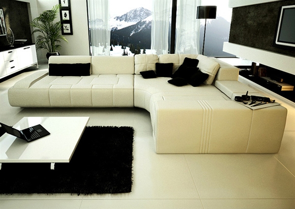 Franco Collection Modern Sectional Sofa - White