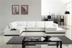 Modern White Bonded Leather Sectional Sofa