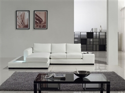 Modern White Compact Leather Sectional Sofa