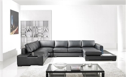 Modern Black Leather Sectional Living Room Furniture