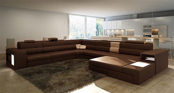 Polaris Espresso Modern Italian Design Sectional Sofa