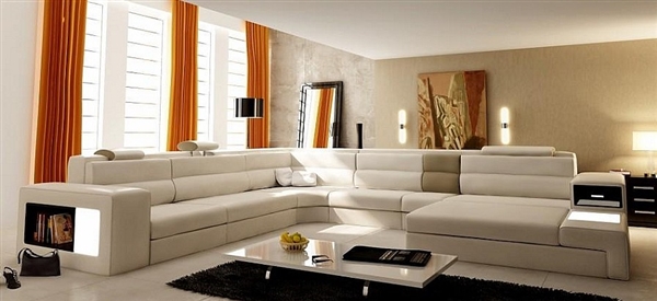 Polaris Cream Modern Italian Design Sectional Sofa