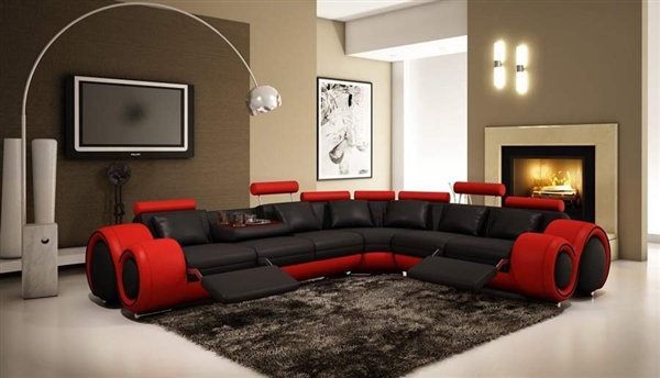 Italian Design Franco Sectional Sofa - Black and Red