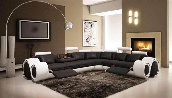 Italian Design Franco Sectional Sofa - Black and White