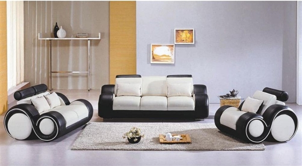 Modern Round Design Black and White Sofa Set with Adjustable Headrest