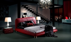 Roma Modern Red Leather King Bed