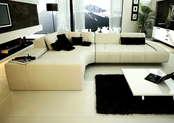 Franco Collection Modern Sectional Sofa - White - Chaise on Left Facing