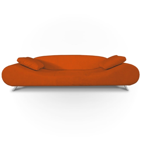 Modern Orange Leather Lounge 3-Seater Sofa