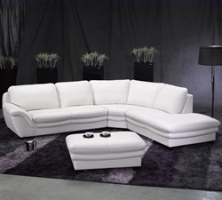 White Leather Sectional Sofa and Ottoman TOS-FY701